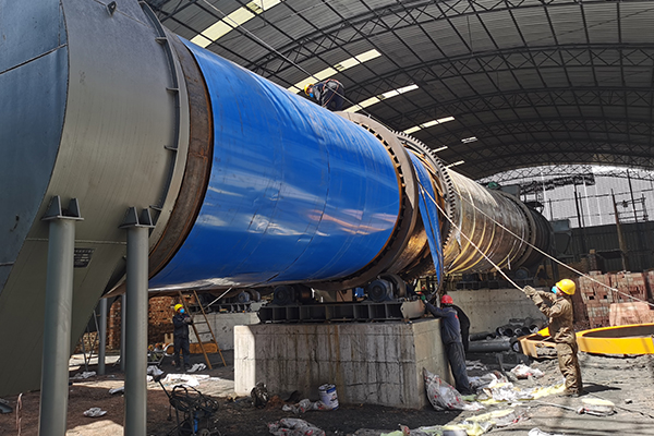 寧夏煤泥烘干機生產線施工實拍現場